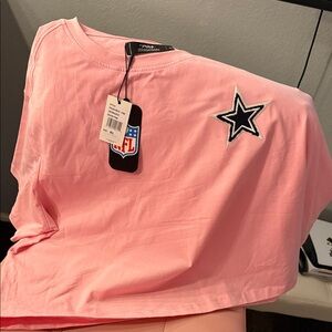 Pink Star Embroidered Crop Top